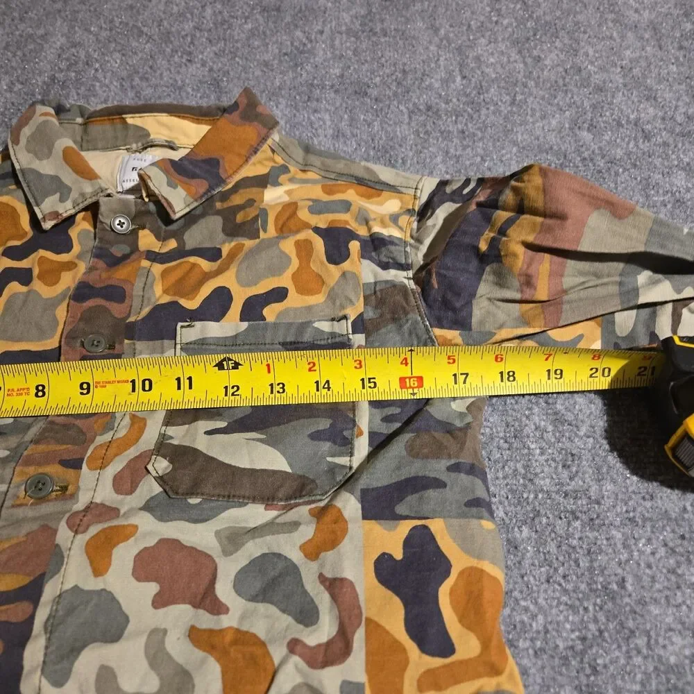 Free Assembly Shirt Boys Large 10/12 Green Camo Button Front Long Sleeve